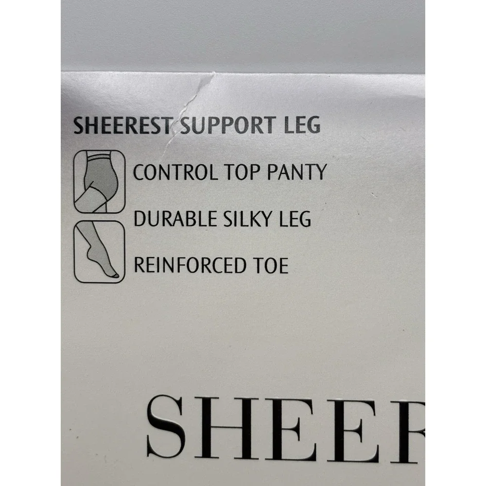 JCPenney Sheer Caress Pantyhose Large Long Off Black Control Top‎ Sheer Toe